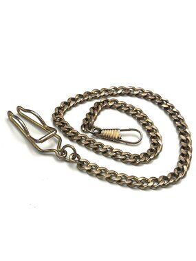 Pocket Watch Vest Chain Gold Tone Metal Curb Link 14"